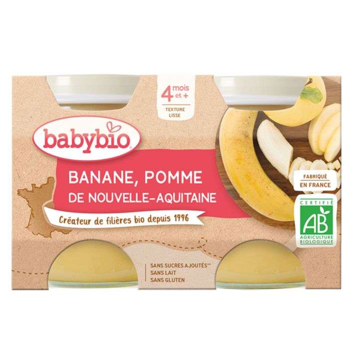 babybio-babybio-petit-pot-pomme-banane-2130g-repas-bebe.jpg BABYBIO PETIT POT POMME BANANE 2*130G – Image 1