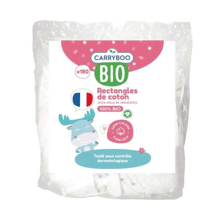 carryboo-carryboo-bio-rectangles-de-coton-180-unites-changes-bebe.jpg CARRYBOO BIO RECTANGLES DE COTON 180 UNITES – Image 1