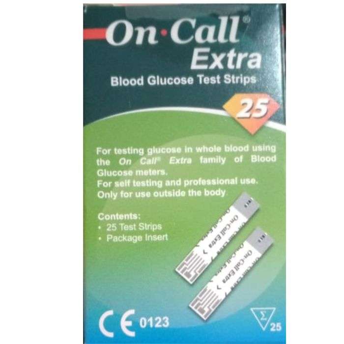 oncall-on-call-extra-blood-glucose-test-strips25-glucometres.jpg ON-CALL EXTRA blood glucose test strips25 – Image 1