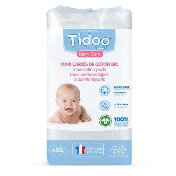 tidoo-tidoo-maxi-carre-coton-bio-50-unites-accessoires.jpg TIDOO MAXI CARRE COTON BIO 50 UNITES – Image 1