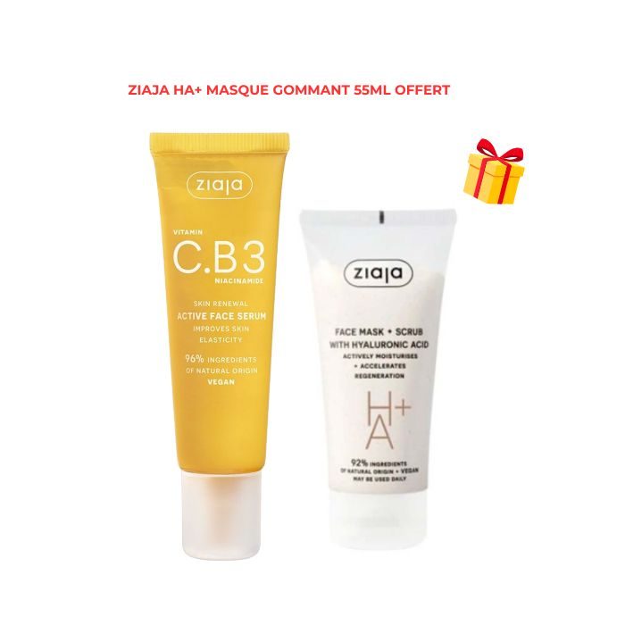 ziaja-offre-cb-3-niacinamide-serum-30ml-ha-masque-gommant-55ml-offert.jpg ZIAJA OFFRE C.B 3 NIACINAMIDE SERUM 30ML +HA+ MASQUE GOMMANT 55ML OFFERT – Image 1